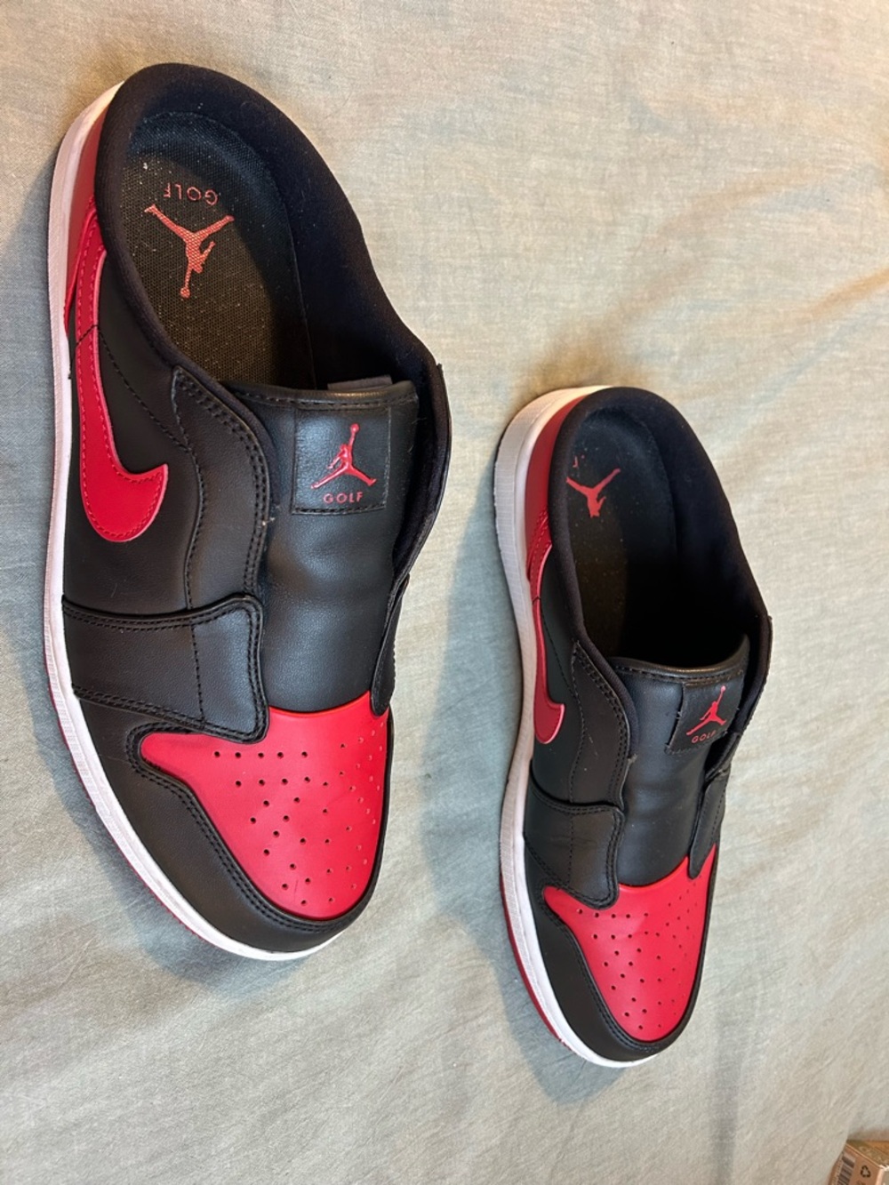 Nike Air Jordan Black and Red Golf Slip-on Shoes - Picture 7 of 10
